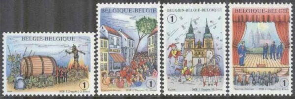 Belgien - M 3847-3850 Folklore & Traditioner bla Kabarett, 4 kpl **
