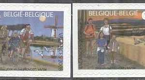 Belgien – M 3839-3840 Dl Sommarmärken – Familjer som bla vandrar, 2 kpl **