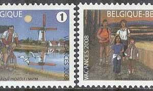 Belgien – M 3837-3838 Sommarmärken – Familjer som bla vandrar, 2 kpl **