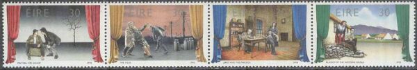 Irland - M  733-736 Irländsk Teater bla I väntan på Godot, 4-strip kpl **
