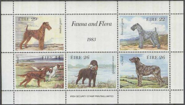 Irland - M BL   4 Irländska Hundar bla Kerry-Blue-Terrier, Block **