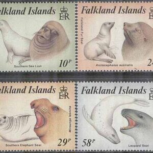 Falkland Islands – M  464-467 Havsdjur – Sälar bla Sydamerikanskt sjölejon, 4 kpl **