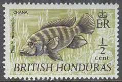 British Honduras – M  260 Inhemska Djur – Fiskar – Moçambique-tilapia, 1 kpl **