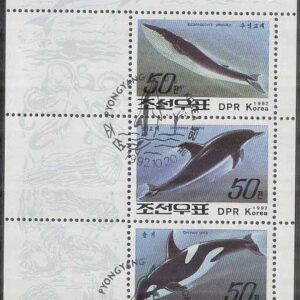 Nordkorea – M 3354-3356 Valar bla Sillval, Miniark kpl stpl