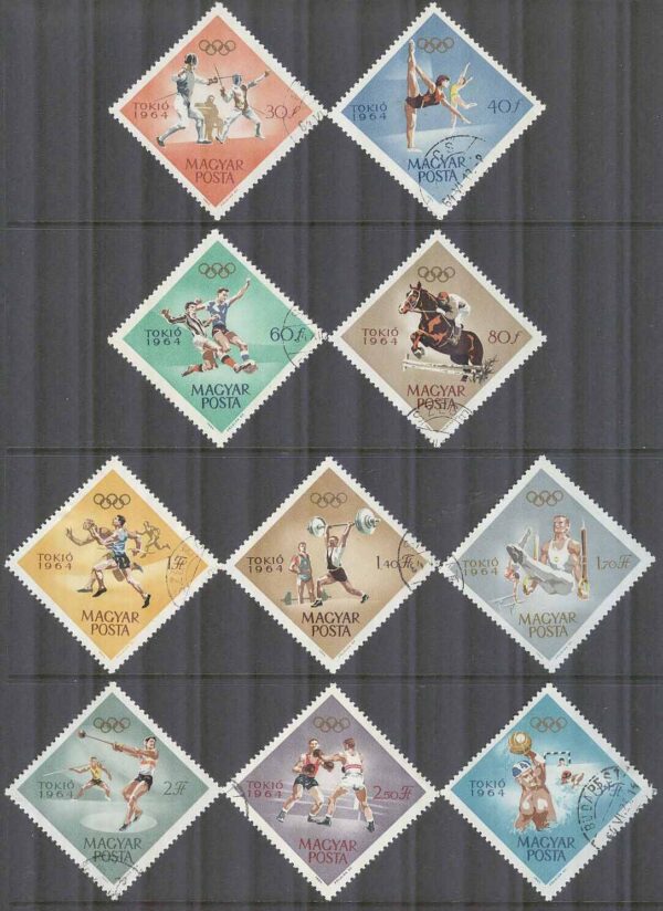 Ungern - M 2031-2040 A OS i Tokyo 1964 I bl.a. fotboll, 10 kpl stpl