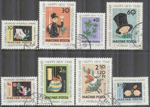Ungern - M 1983-1990 A Nyår 1963 - Nyårsmotiv med bla Barn, 8 kpl stpl