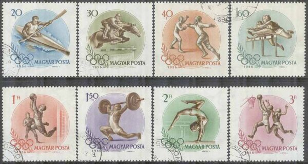Ungern - M 1472-1479 OS i Melbourne 1956 bl.a. fotboll och kanot, 8 kpl stpl