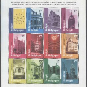 Belgien – M 2815-2826 Europeisk minnesdag – Byggnader, Miniark kpl **