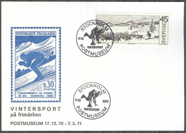 Stockholm 17/12-70 Vintersport Postmuseum Vinjett
