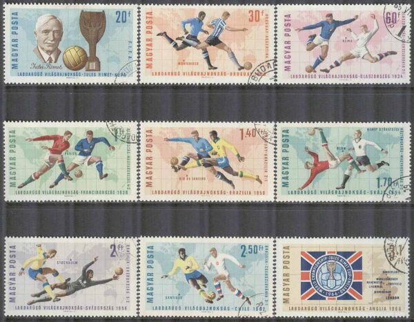 Ungern - M 2242-2250 A VM i Fotboll i England 1966 I, 9 kpl stpl