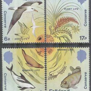 Falkland Islands – M  415-418 Fåglar – Havsdjur – Växter – Naturskydd, 4 kpl **