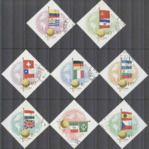 Ungern – M 1830-1837 A VM i Fotboll i Chile 1962 – Flaggor, 8 kpl stpl