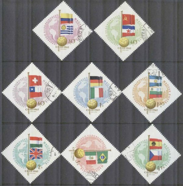 Ungern - M 1830-1837 A VM i Fotboll i Chile 1962 - Flaggor, 8 kpl stpl