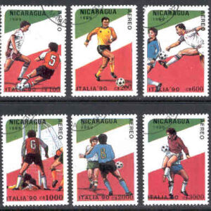 Nicaragua – M 2934-2939 VM i Fotboll i Italien 1990, serie 6 olika