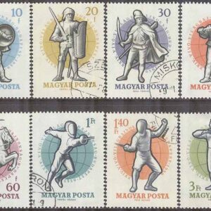 Ungern – M 1601-1608 A VM i Fäktning i Budapest 1959, 8 kpl stpl
