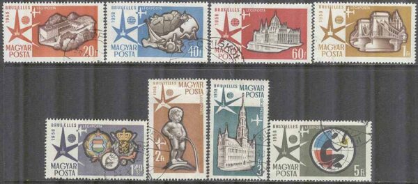 Ungern - M 1519-1526 Världsutställningen i Bryssel 1958, 8 kpl stpl