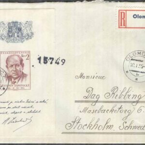 Tjeckoslovakien – Brev 1955-01-10 – President, Block REK+Adressat Censurremsa