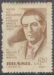 Brasilien – M  973 Besök av Mexikos president A L Mateos, 1 kpl *