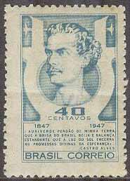 Brasilien – M  713 Antnio de Castro Alves 100 år – Diktare, 1 kpl *