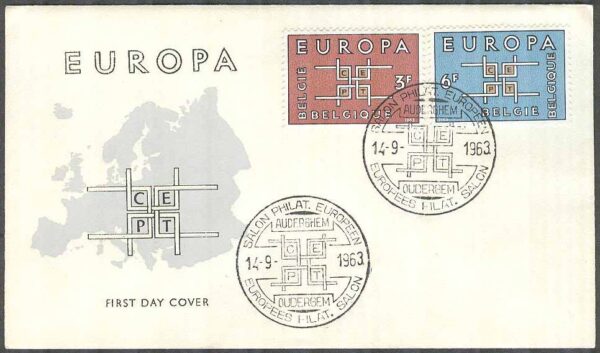 Belgien - FDC 1963-09-14 - Europa CEPT 1963, 2 kpl Vinjett