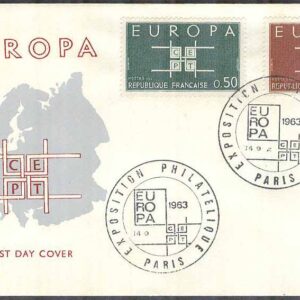 Frankrike – FDC 1963-09-14 – Europa CEPT 1963, 2 kpl Vinjett