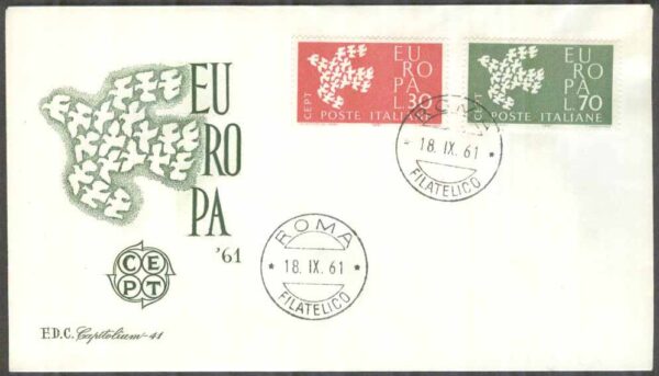Italien - FDC 1961-09-18 - Europa CEPT 1961, 2 kpl Vinjett