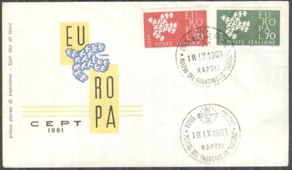Italien - FDC 1961-09-18 - Europa CEPT 1961, 2 kpl Vinjett