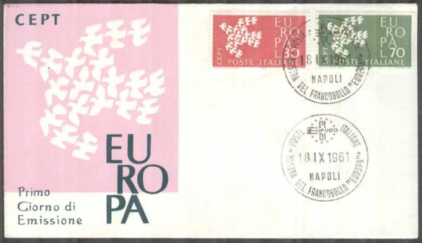 Italien - FDC 1961-09-18 - Europa CEPT 1961, 2 kpl Vinjett