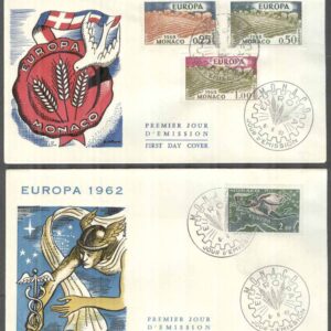 Monaco – FDC 1962-06-06 – Europa CEPT 1962, 4 kpl Vinjett
