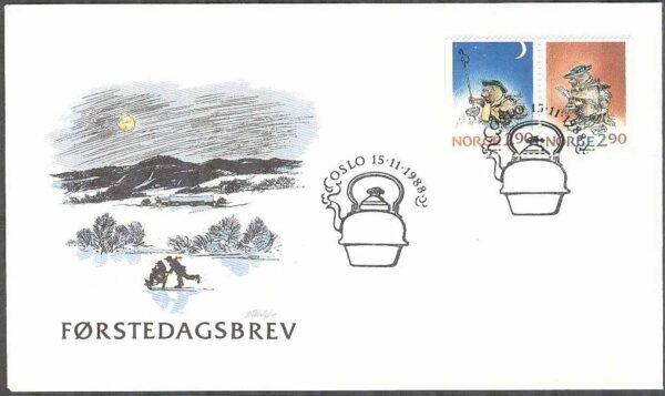 Norge - FDC 1988-11-15 - Ludvig, SX-par kpl Vinjett 1