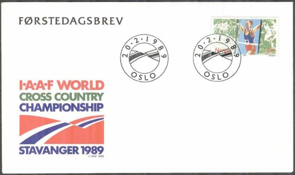 Norge - FDC 1989-02-20 - VM i Teränglöpning 1989 i Stavanger, 1 kpl Vinjett 1