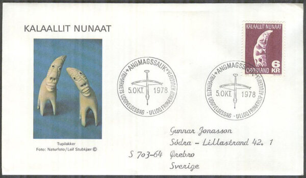Grönland - FDC 1978-10-05 - Tupilak, 1 kpl Vinjett 9 Adressat