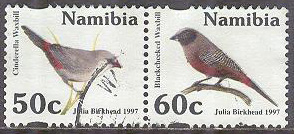 Namibia – M  833-834 Fåglar bla Mopaneastrild, par kpl stpl