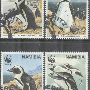 Namibia – M  837-840 Fåglar – Sydafrikansk pingvin – Naturskydd – WWF, 4 kpl stpl