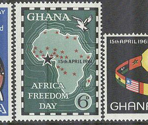 Ghana – M   94-96 Afrikanska Frihetsdagen 1960 – Kartor – Flaggor – Trummor, 3 kpl **