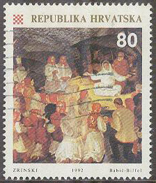 Kroatien – M  218 Jul 1992 – Konst av Ljubo Babic, 1 kpl stpl