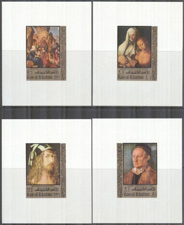 Ras Al Khaima - M  579-584 B Albrecht Dürer 500 år - Konstnär, 6 Block kpl **