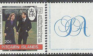 Pitcairn Islands – M  283-284 + Zf Bröllop Prins Andrew & Sarah Ferguson, 2 kpl + Zf **