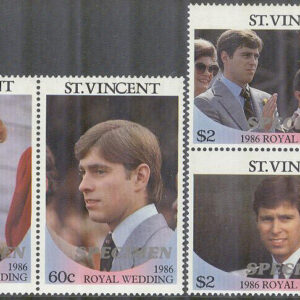 St. Vincent – M  970-973 Bröllop Prins Andrew & Sarah Ferguson – Specimen, 2 par kpl **