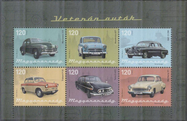 Ungern - M BL 406 Historiska automobiler, block kpl **