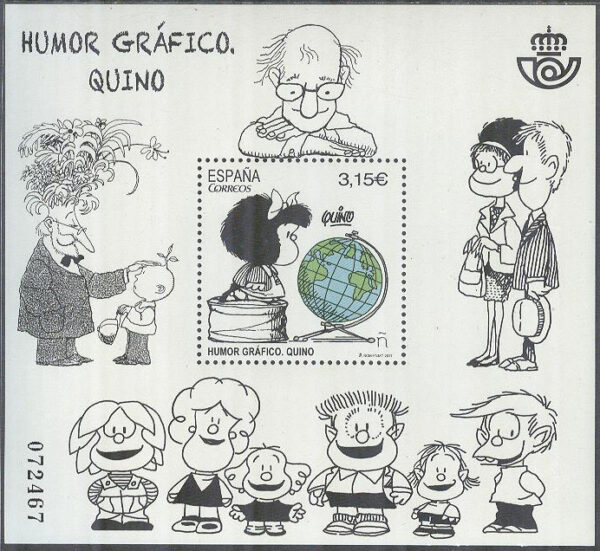 Spanien - M BL 289 Tecknad Humor IV - Gullan i Snobben kollar Jordglob, Block **