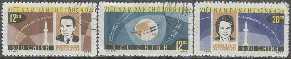 Vietnam - M  298-300 Rymd - Gruppflygning med Wostok 5 & 6, 3 kpl stpl