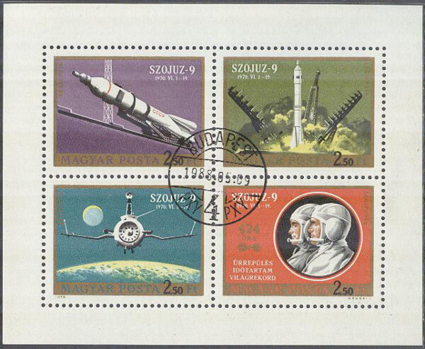 Ungern - M 2611-2614 A Rymd - Raketen Sojus 9, Miniark kpl stpl