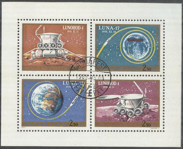 Ungern - M 2654-2657 A Rymd - Raketen Luna 17, Miniark kpl stpl