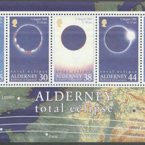 Alderney – M BL   6 Rymd – Total solförmörkelse – Karta, Block **