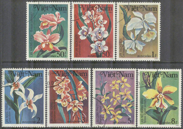 Vietnam - M 1425-1431 Blommor - Orkidéer, 7 kpl stpl
