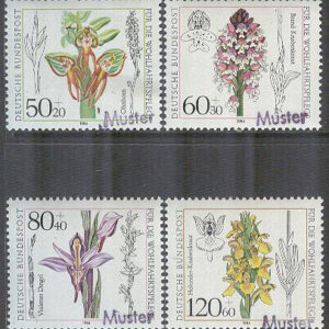 Tyskland – M 1225-1228 Blommor – Orkidéer Påtryck Muster, 4 kpl **