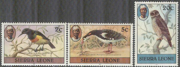 Sierra Leone - M  591, 593, 597 IV Fåglar bla Olivbukig solfågel, 3 olika **