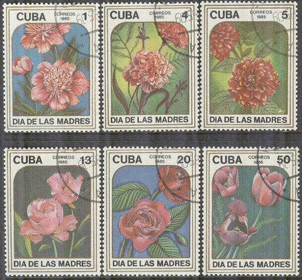 Kuba - M 2943-2948 Mors Dag 1985 - Blommor bla Rosor, 6 kpl stpl