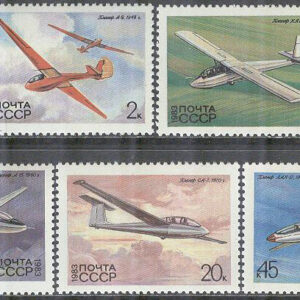 Sovjet – M 5248-5252 Segelflygplan II bla LAK-12, 5 kpl **